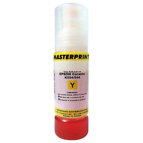 REFIL DE TINTA COMPATÍVELCOM EPSON 504 544 AMARELO MASTERPRINT 70ML