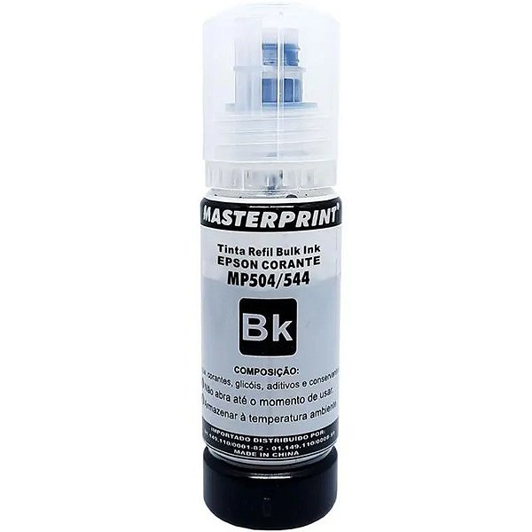REFIL DE TINTA COMPATÍVEL COM EPSON 504 544 PRETO MASTERPRINT 70ML