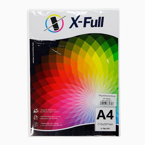PAPEL FOTO AUTO ADESIVO A4 135G X-FULL COM 20 FOLHAS