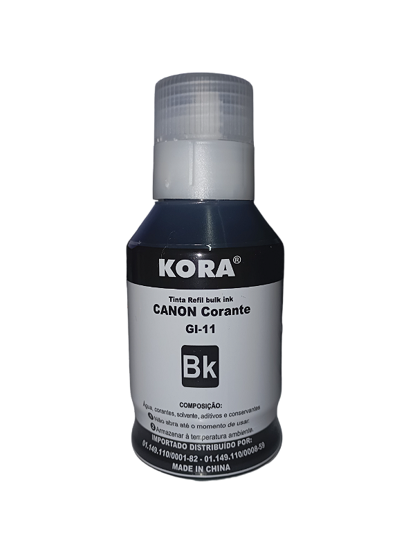 REFIL DE TINTA COMPATÍVEL COM CANON GL11 BK CORANTE PRETO KORA 100ML