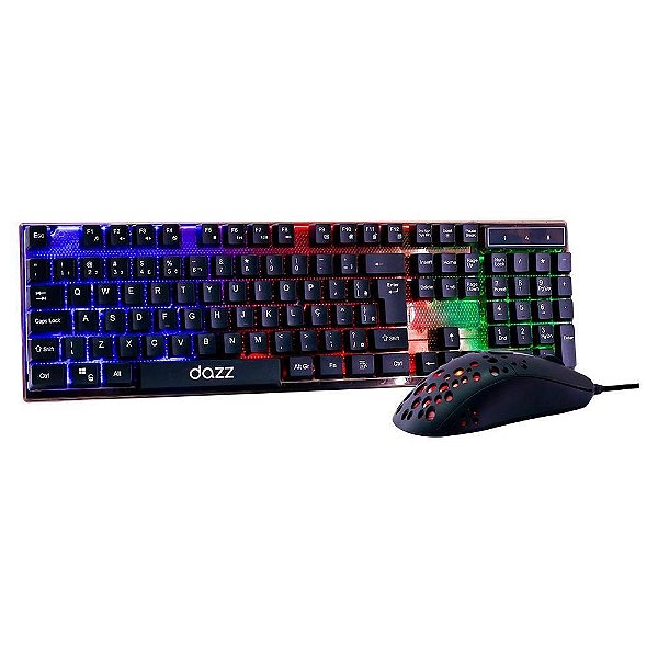 KIT TECLADO E MOUSE COM FIO 1.5M 2400DPI GAMER DAZZ DIAMOND DUST 62000098 PRETO