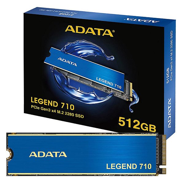 SSD ADATA LEGEND 710  512 GB NVME M.2 2280 LEITURA ATÉ 2400MB/S E GRAVAÇÃO ATÉ 1600MB/S