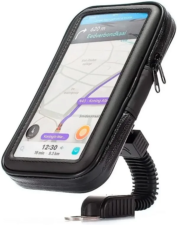SUPORTE DE CELULAR COM CASE E USB PARA MOTO APROVA D'ÁGUA 6.7P TOMATE MTG-016A PRETO