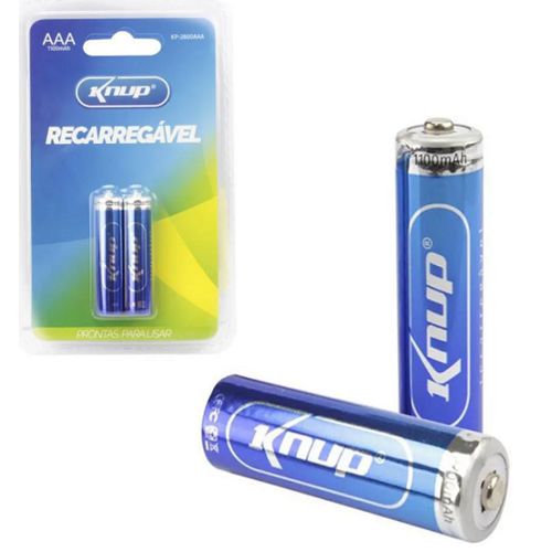 PILHA AAA RECARREGÁVEL 1100MAH KNUP KP-2800AAA COM 2 UNIDADES
