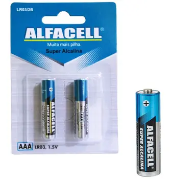 PILHA SUPER ALCALINA AAA 1.5V ALFACELL LR03/4B COM 2 UNIDADES