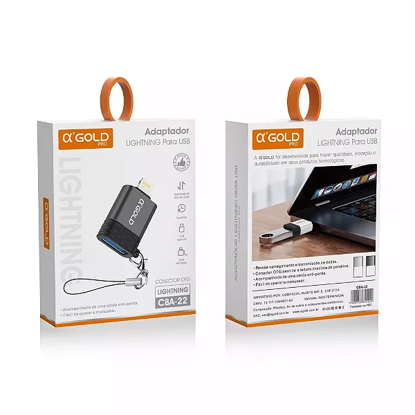 ADAPTADOR LIGHTNING PARA USB A'GOLD CBA-22