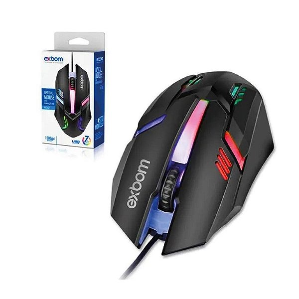 MOUSE OPTICO COM FIO RGB 1200DPI 1.5M EXBOM MS-62