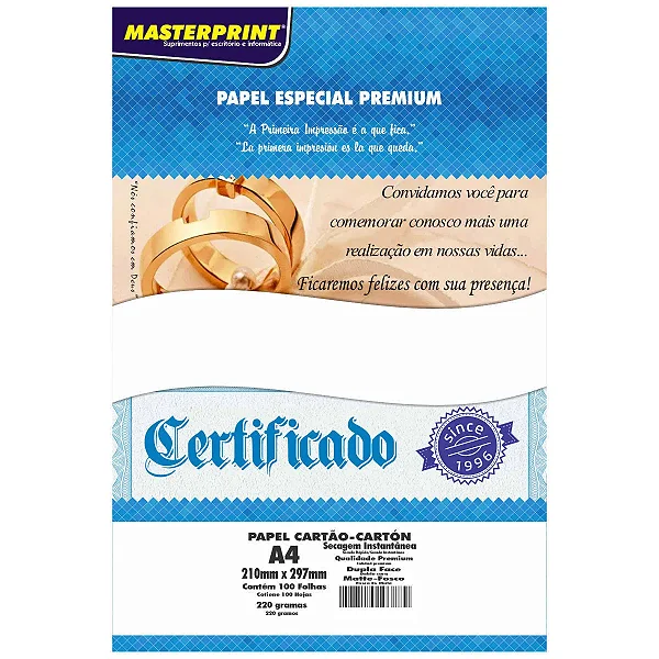 PAPEL FOTO DUPLA FACE  MATTE FOSCO 220G A4 MASTERPRINT COM 100 FOLHAS