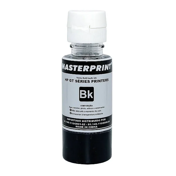 REFIL DE TINTA COMPATÍVEL COM HP GT53BK CORANTE PRETO MASTERPRINT 70ML