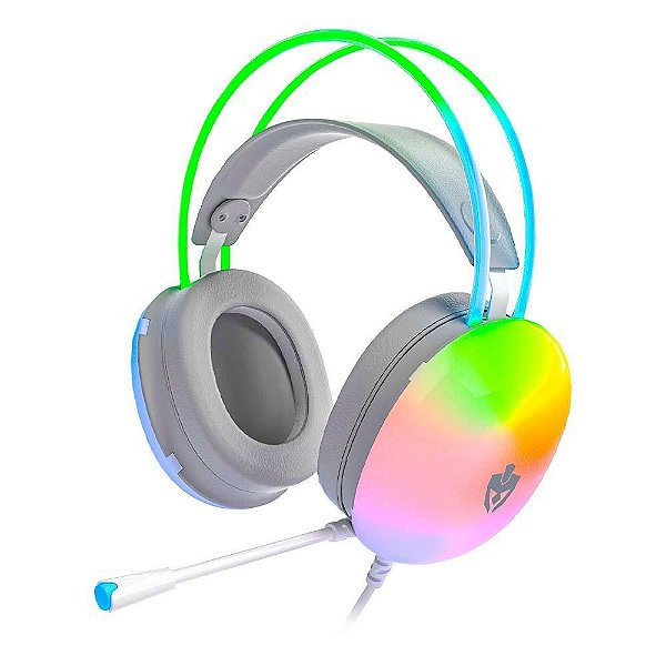 HEADSET COM FIO LED RAINBOW EVOLUT EG309 LUMINI TRANSPARENTE