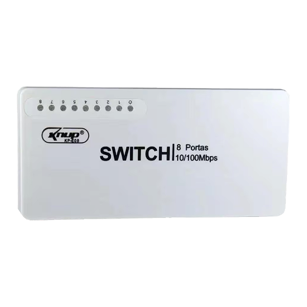SWITCH 8 PORTAS 10/100MBPS PARA RJ45 KP E08 KNUP BRANCO