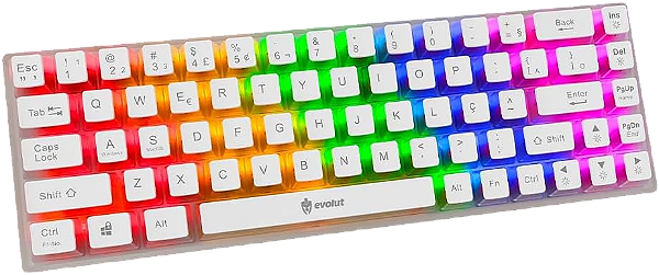 TECLADO GAMER LUMINI COM FIO RGB EVOLUT EG217 BRANCO