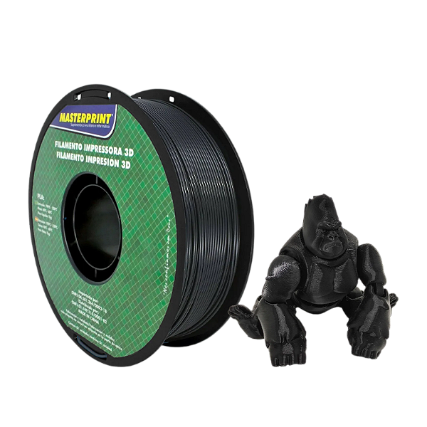 FILAMENTO 3D PLA 1.75MM MASTERPRINT PRETO 1KG