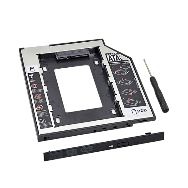 ADAPTADOR CASE CADDY 9,5mm PARA HD SSD 2,5 SATA BANDEJA INTERNA DVD HDCA-S095 EXBOM