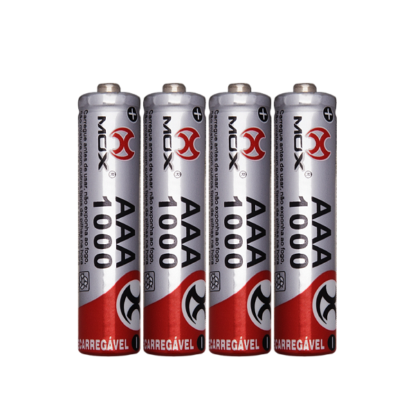 PILHA RECARREGÁVEL AAA 1,2V MO AAA100B4 MOX COM 4 UNIDADES