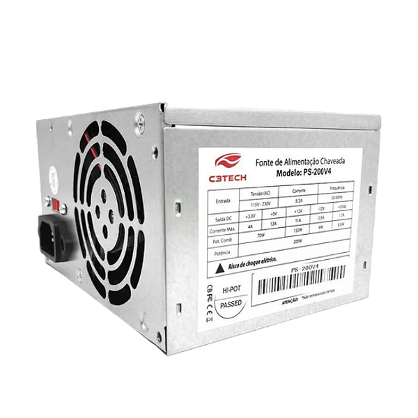 Fonte de Alimentação C3Tech 200W PS200V4 sem Cabo