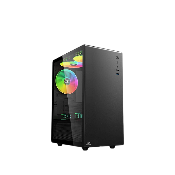 GABINETE GAMER MID TOWER VIDRO TEMPERADO USB 2.0 3.0 3 FANS MTG200BK C3TECH