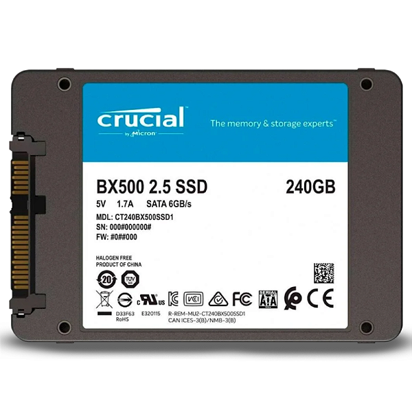 SSD CRUCIAL 240GB SATA lll 2,5'' BX500 CT240BX500SSD1