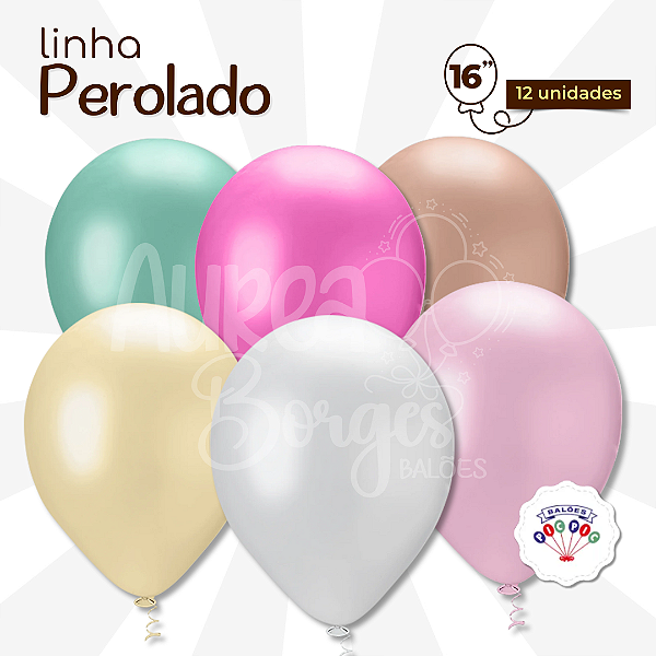 Balão Latex Festa Pérola Candy Color Pic Pic 16 Polegadas C/ 12 Unidades