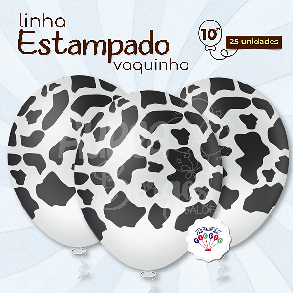 Balão Bexiga Festa Vaquinha Pic Pic 10 Polegadas C/ 25 Unidades