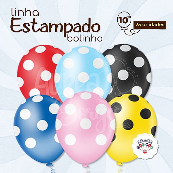 Balão Bexiga Festa Estampado Bolinha Póa PicPic 10 Polegadas C/ 25 Unidades