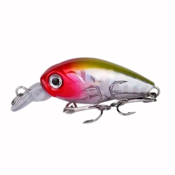 Iscas de Pesca Dura e Flutuante Crankbait Branca e Vermelha - 4,5cm 3,8g