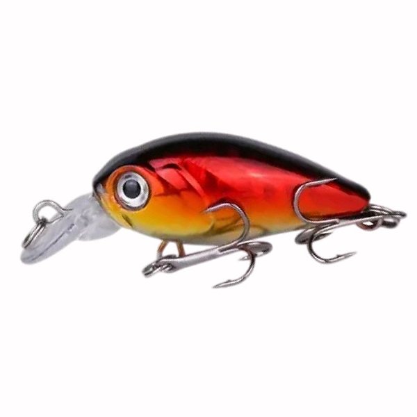 Iscas de Pesca Dura e Flutuante Crankbait Vermelha e Preta - 4,5cm 3,8g