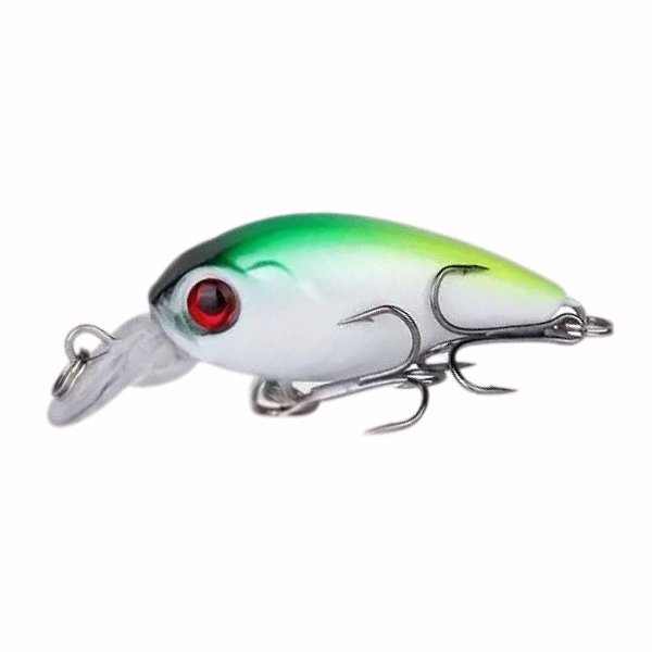 Iscas de Pesca Dura e Flutuante Crankbait Branca e Verde - 4,5cm 3,8g