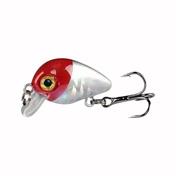 Iscas de Pesca Dura e Flutuante Crankbait Branca e Vermelha - 2,8cm 1,5g