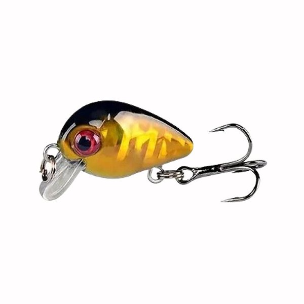 Iscas de Pesca Dura e Flutuante Crankbait Amarela e Preta - 2,8cm 1,5g