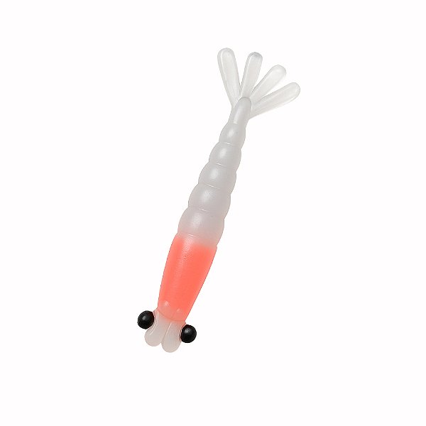 Kit 5 Iscas Artificiais de Pesca Camarão 8cm Kamikaze Cor Branco e Salmão