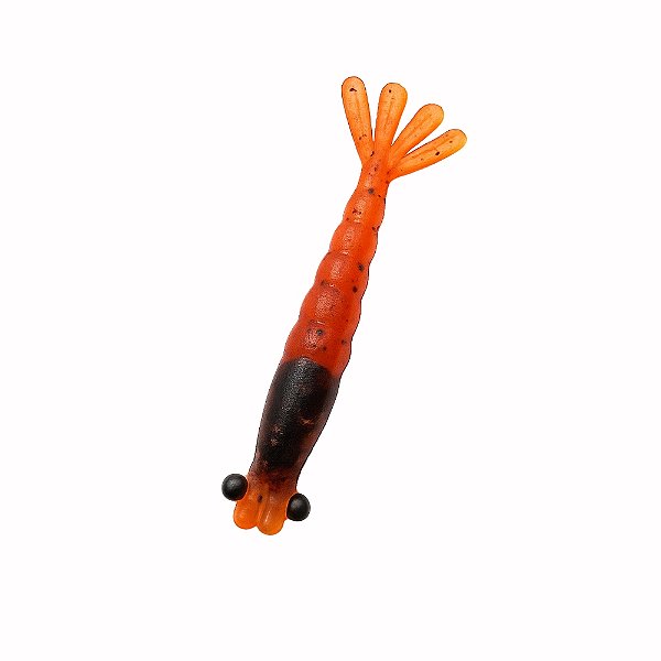 Kit 5 Iscas Artificiais de Pesca Camarão 8cm Kamikaze Cor Laranja e Preto