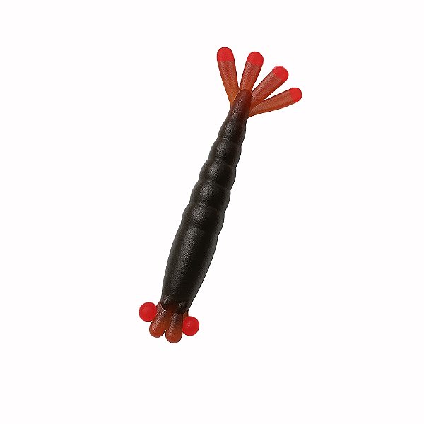 Kit 5 Iscas Artificiais de Pesca Camarão 8cm Kamikaze Cor Preto e Vermelho