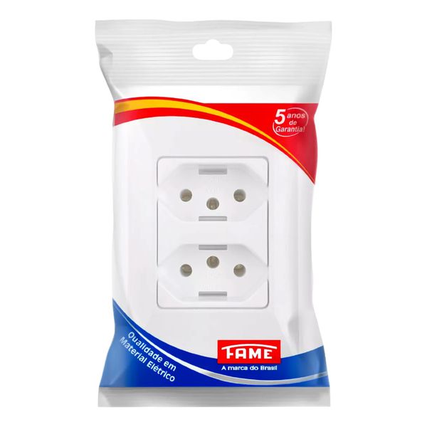 TOMADA DUPLA 2P+T 10A COM PLACA SISTEMA EXTERNO 1407 FAME