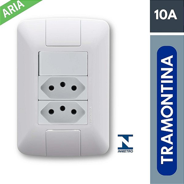 CJ INTERRUPTOR SIMPLES 6A+2 TOMADAS 2P+T DE 10A 250V