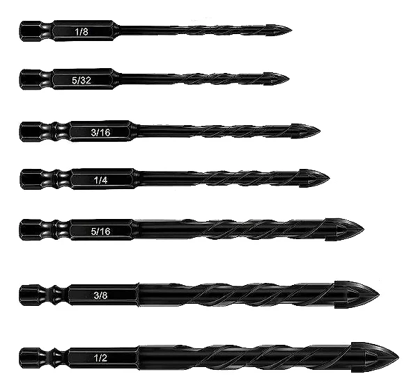 KIT COM 7 BROCA FURA TUDO INDESTRUTIVEL TITANIO LIGA DURA UNIVERSAL