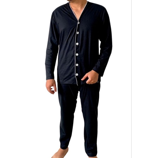 Pijama Americano Masculino Inverno com Botões Pijama Pos operatorio