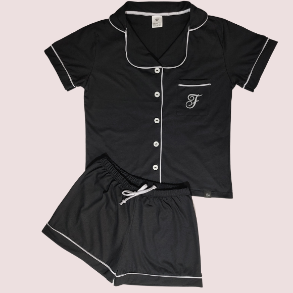 Pijama Personalizado Americano Feminino Verão Algodão Pós Operatório Amamentação