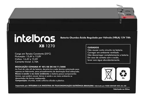 Bateria Intelbras 12v 7ah XB 1270 Para Nobreaks E Segurança