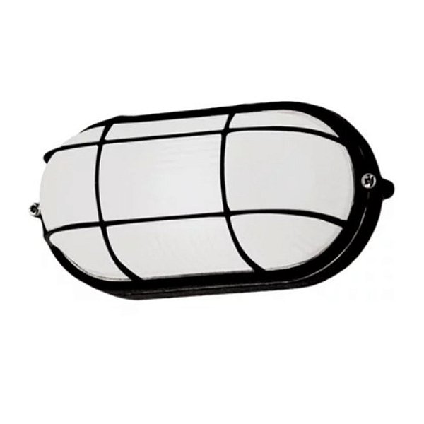 Luminária Arandela Tartaruga Oval Grande c/ Grade Preto