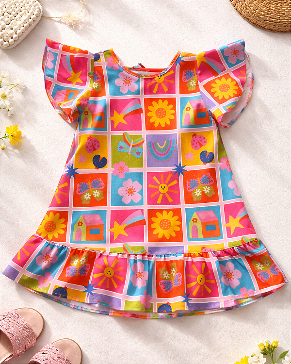 Vestido - Flor Xadrez | REF 09