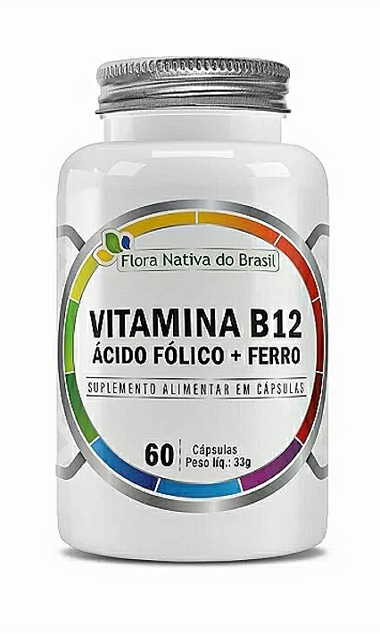 Vitamina B12 + Ferro + Ácido Fólico Flora Nativa 60 Cápsulas