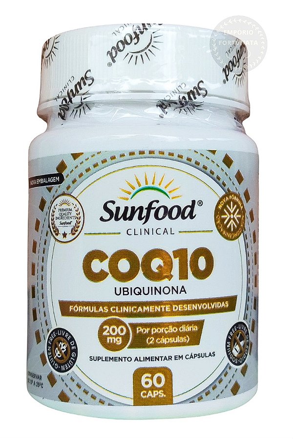 Coenzima Q10 Ubiquinona 200mg Sunfood 60 Cápsulas