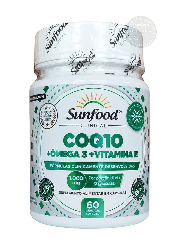 Coenzima Q10 + Ômega 3 + Vitamina E 1000mg Sunfood 60 Cápsulas