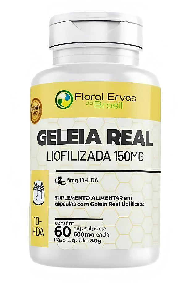 Geleia Real Liofilizada 600 mg  60 Cápsulas Floral Ervas
