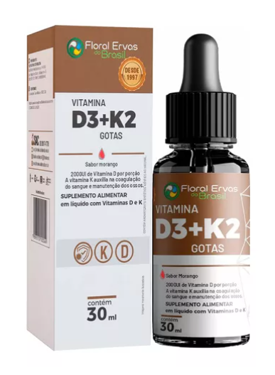 Vitamina D3 + K2 Em Gotas 30 ml Floral Ervas