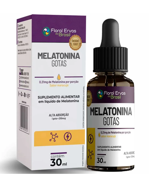Melatonina em Gotas Sabor Maracujá 30 ML Floral Ervas