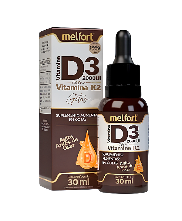 Vitamina D3 com K2 em Gotas 30 ml Melfort