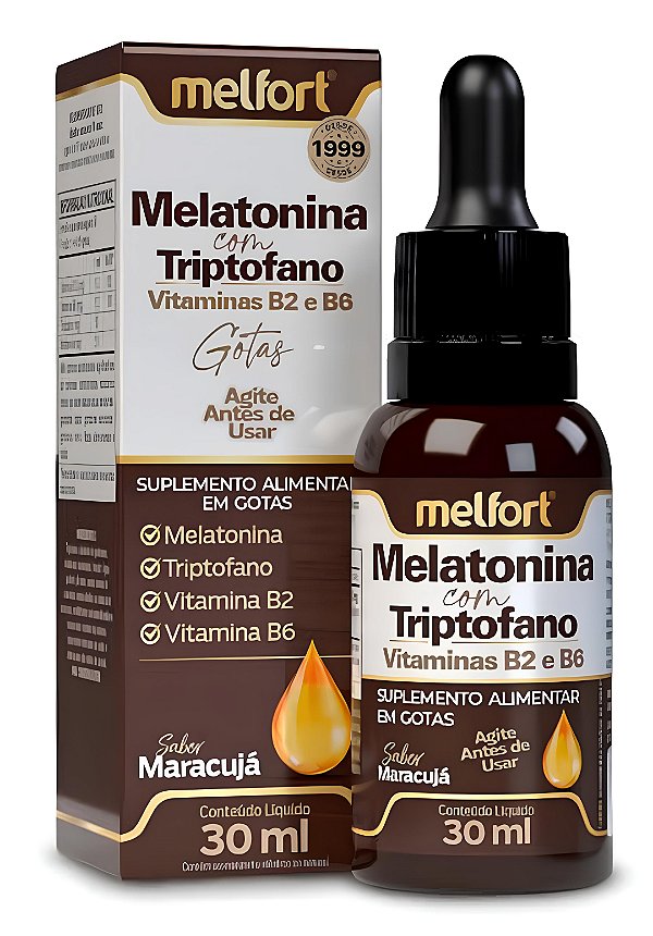 Melatonina com Triptofano + Vit B2 + Vit B6 em Gotas 30 ml Melfort