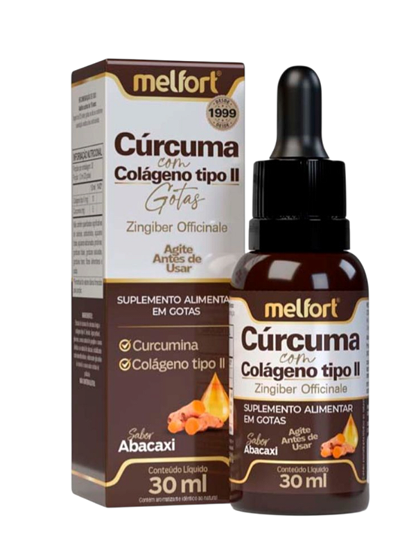Cúrcuma + Colágeno Tipo 2 em Gotas 30 ml Melfort